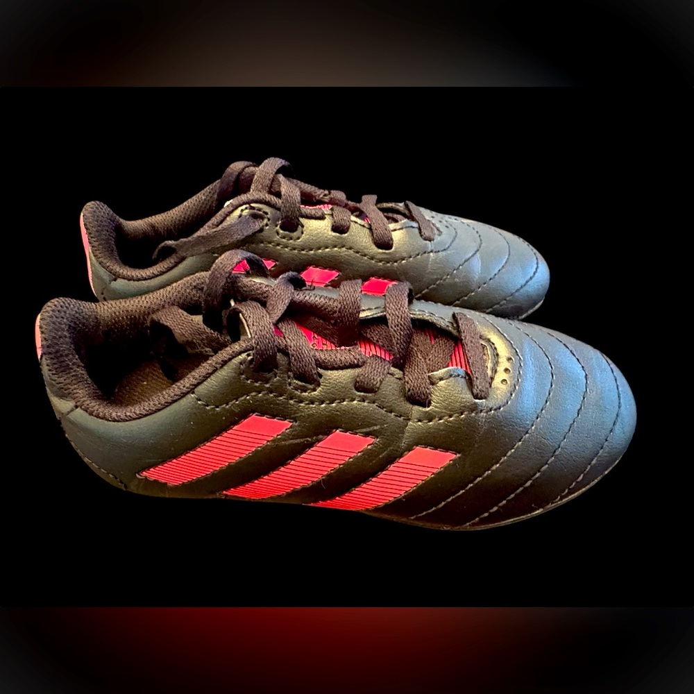 Adidas Kids' Black with Pink Stripes Cleats